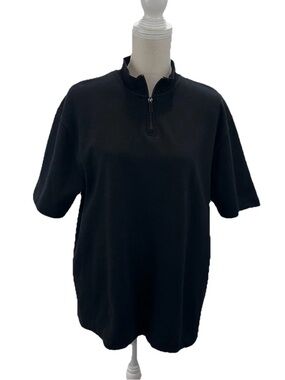 Zara Black Short Sleeve Half-Zip Tee